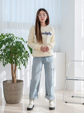 「韓国好きな人と繋がりたい」｜「アイテム（スウェット）」を使った、UNE MANSIONさん（レディース・168cm）の冬コーディネート