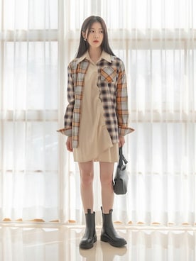 「韓国好きな人と繋がりたい」｜UNE MANSIONさん（レディース・163cm）の冬コーディネート