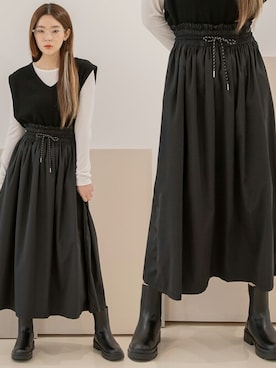 「ハイウエストスカート」｜UNE MANSIONさん（レディース・168cm）の冬コーディネート