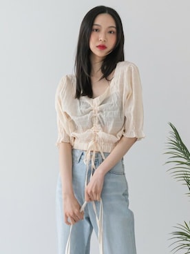 「シャーリング」｜UNE MANSIONさん（レディース・159cm）の春コーディネート