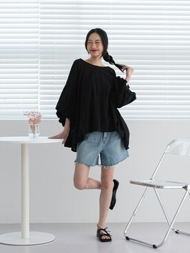 「韓国コーデ」｜「アイテム（シャツワンピース）」を使った、UNE MANSIONさん（レディース・159cm）の春コーディネート