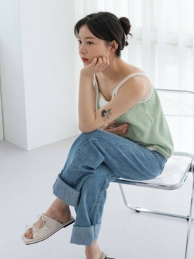 「UNE MANSION（ユヌマンション）のアイテム（ベスト）」を使った、UNE MANSIONさん（レディース・159cm）の春コーディネート