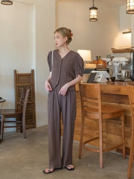 「韓国」｜「アイテム（ノーカラージャケット）」を使った、UNE MANSIONさん（レディース・159cm）の春コーディネート