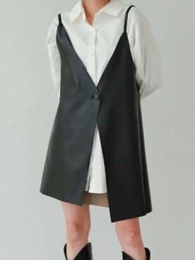 「UNE MANSION（ユヌマンション）のアイテム（ベスト）」を使った、UNE MANSIONさん（レディース・159cm）の秋コーディネート