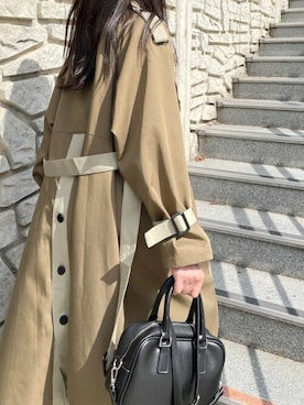 「配色」｜「アイテム（トレンチコート）」を使った、UNE MANSIONさん（レディース・159cm）の秋コーディネート