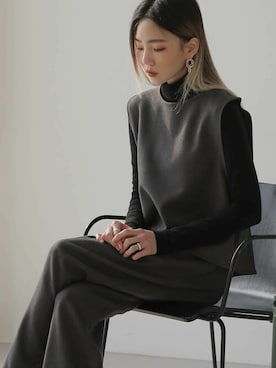 「UNE MANSION（ユヌマンション）のアイテム（ベスト）」を使った、UNE MANSIONさん（レディース・159cm）の冬コーディネート