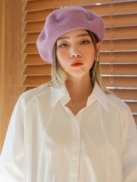 「韓国コーデ」｜「アイテム（ハンチング/ベレー帽）」を使った、UNE MANSIONさん（レディース・159cm）の冬コーディネート