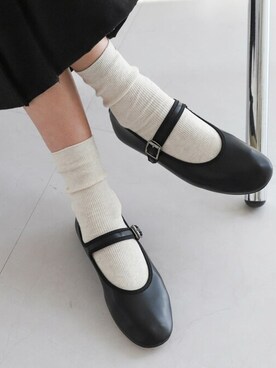 「韓国コーデ」｜「アイテム（バレエシューズ）」を使った、UNE MANSIONさん（レディース・159cm）の冬コーディネート