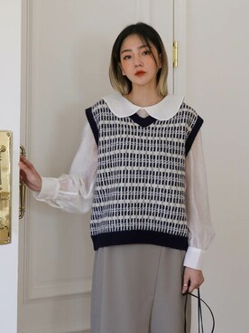 「UNE MANSION（ユヌマンション）のアイテム（ベスト）」を使った、UNE MANSIONさん（レディース・159cm）の冬コーディネート