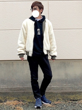 「zozoデニム」｜「アイテム（MA-1）」を使った、TOGOさん（メンズ・168cm）の冬コーディネート