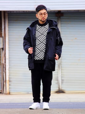 「コンバースハイカット」｜「アイテム（その他）」を使った、TOCHIOさん（メンズ・170cm）の冬コーディネート