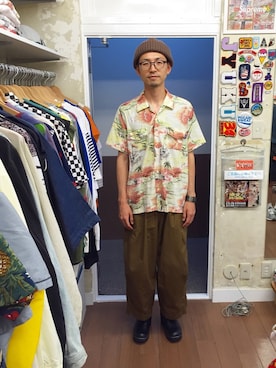 「TALKING ABOUT THE ABSTRACTION（トーキング　アバウト　ジ　アブストラクション）のアイテム（アクセサリー）」を使った、サクさん（メンズ・172cm）の夏コーディネート