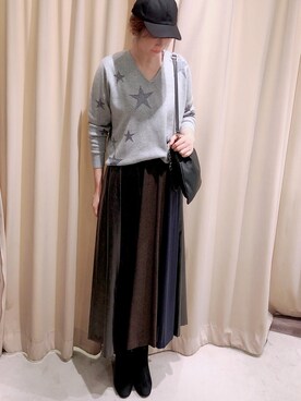 「INTERPLANET（インタープラネット）のアイテム（帽子）」を使った、Shokoさん（レディース・170cm）の秋コーディネート