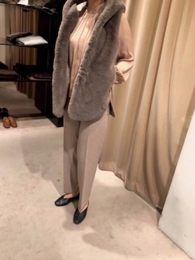 「コーデュロイパンツ」｜「アイテム（ムートンコート）」を使った、Shokoさん（レディース・170cm）の秋コーディネート