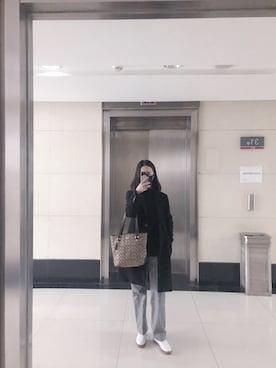 「New look（ニュールック）のアイテム（ダッフルコート）」を使った、咋咋さん（レディース・159cm）の秋コーディネート