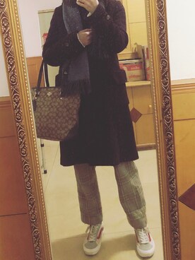 「NICE CLAUP（ナイスクラップ）のアイテム（ダッフルコート）」を使った、咋咋さん（レディース・160cm）の冬コーディネート