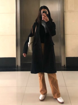 「NICE CLAUP（ナイスクラップ）のアイテム（ダッフルコート）」を使った、咋咋さん（レディース・159cm）の冬コーディネート
