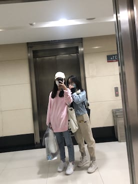 「MIXXO（ミッソ）のアイテム（パンツ）」を使った、咋咋さん（レディース・159cm）の春コーディネート