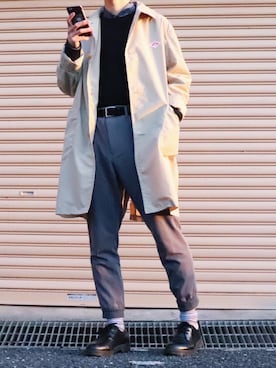 「コーディネート」｜「アイテム（ステンカラーコート）」を使った、youさん（メンズ・168cm）の冬コーディネート