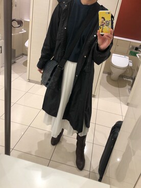 「SLY（スライ）のアイテム（ステンカラーコート）」を使った、けいこさん（レディース・166cm）の秋コーディネート