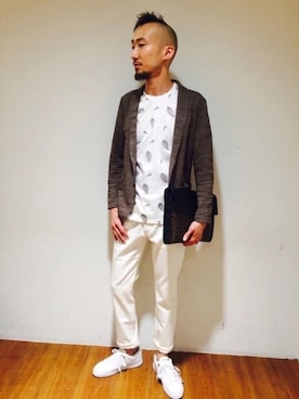 「アイテム（カーディガン/ボレロ）」を使った、k2.michelkleinhommeさん（メンズ・175cm）の春コーディネート