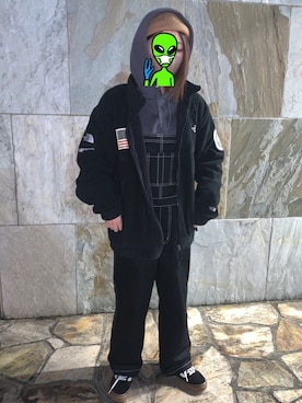 「Supreme x The North Face」｜「アイテム（オールインワン・サロペット）」を使った、gagaaaさん（レディース・154cm）の冬コーディネート