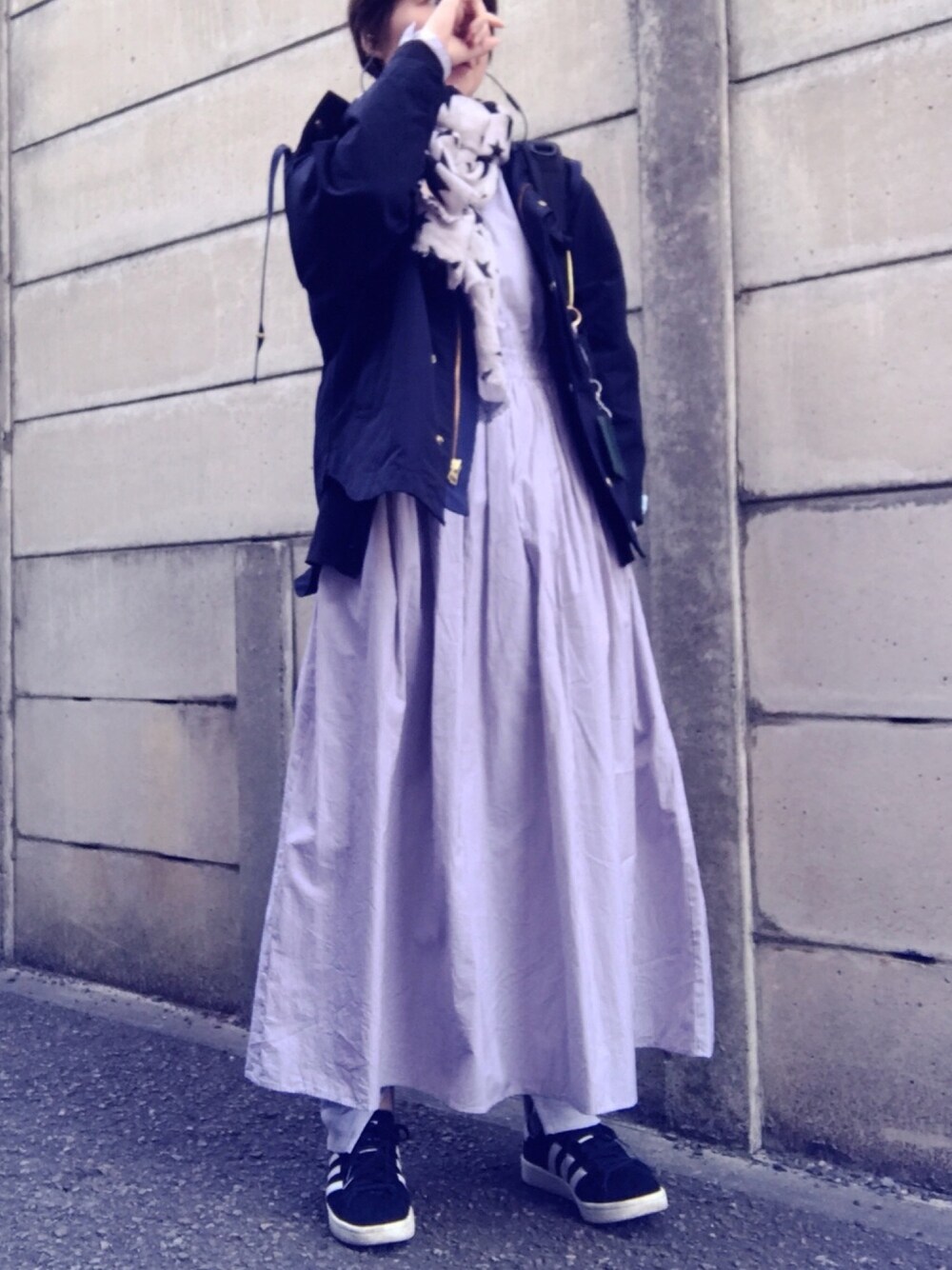 「ワンピース、春コーデ」｜「JOURNAL STANDARDのアイテム（ワンピース、ブラウン系）」を使った、brikoさん（レディース・161cm）の春コーディネートの1枚目の写真