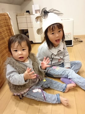 「DILASH（ディラッシュ）のアイテム（帽子）」を使った、aiyuiさん（キッズ・70cm）の冬コーディネート