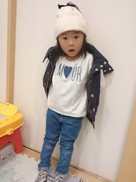 「DILASH（ディラッシュ）のアイテム（帽子）」を使った、aiyuiさん（キッズ・90cm）の冬コーディネート