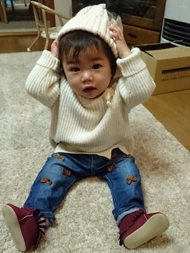 「DILASH（ディラッシュ）のアイテム（帽子）」を使った、aiyuiさん（キッズ・70cm）の冬コーディネート