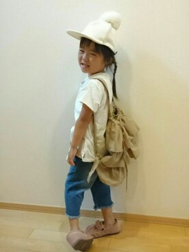 「アイテム（モカシン/デッキシューズ）」を使った、aiyuiさん（キッズ・100cm）の夏コーディネート