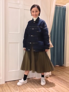 「オリーブ」｜「アイテム（デニムジャケット）」を使った、IGARAMUさん（レディース・162cm）の冬コーディネート