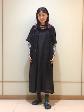 「アイテム（レッグウェア、グリーン系）」を使った、IGARAMUさん（レディース・162cm）の春コーディネート