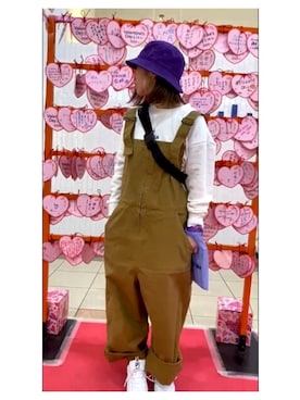 「FILA」｜「アイテム（オールインワン・サロペット）」を使った、ちゃんみさん（レディース・152cm）の冬コーディネート