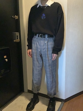 「ADRER（アドラー）のADRER バラシシュウビッグスウェット（スウェット）」を使った、💜さん（メンズ・170cm）の秋コーディネート