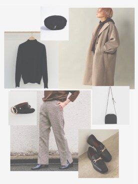 「notch.（ノッチ）のアイテム（ステンカラーコート）」を使った、やー🙋🏻‍♀️さん（レディース・168cm）の冬コーディネート