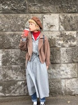 「jouetie（ジュエティ）のアイテム（ライダースジャケット）」を使った、jouetieさん（レディース・155cm）の春コーディネート
