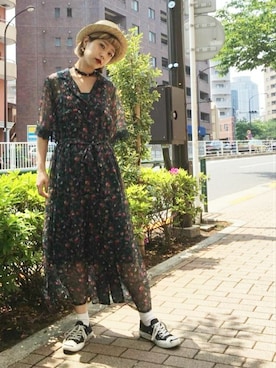 「アイテム（チョーカー、ブルー系）」を使った、jouetieさん（レディース・155cm）の夏コーディネート