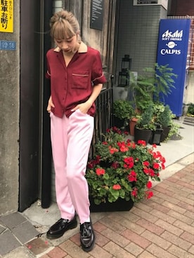 パイピングボーリングシャツを使った人気ファッションコーディネート Wear