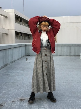 「jouetie（ジュエティ）のアイテム（MA-1）」を使った、jouetieさん（レディース・155cm）の秋コーディネート