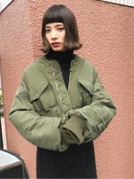 「jouetie（ジュエティ）のアイテム（MA-1）」を使った、jouetieさん（レディース・166cm）の秋コーディネート