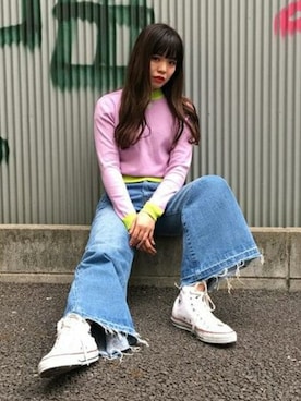 「KANGOL（カンゴール）のアイテム（ニット/セーター）」を使った、jouetieさん（レディース・163cm）の冬コーディネート