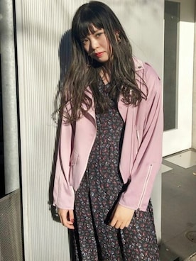 「jouetie（ジュエティ）のアイテム（ライダースジャケット）」を使った、jouetieさん（レディース・164cm）の冬コーディネート