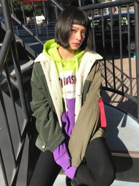 「THRASHER（スラッシャー）のアイテム」を使った、jouetieさん（レディース・166cm）の冬コーディネート