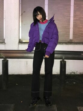 「KANGOL（カンゴール）のアイテム（ニット/セーター）」を使った、jouetieさん（レディース・164cm）の秋コーディネート