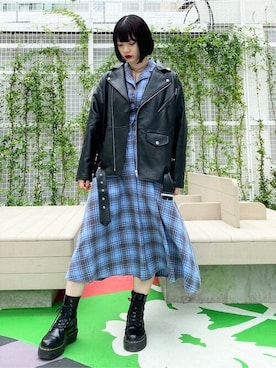 「jouetie（ジュエティ）のアイテム（ライダースジャケット）」を使った、jouetieさん（レディース・164cm）の秋コーディネート