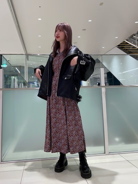 「jouetie（ジュエティ）のアイテム（ライダースジャケット）」を使った、jouetieさん（レディース・151cm）の冬コーディネート