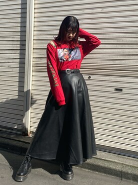 「Dr. Martens（ドクターマーチン）のDr.martens/ドクターマーチン QUAD RETRO JADON 8EYE BOOT ジェイドン 厚底 ブーツ 正規取扱店 15265001（ブーツ）」を使った、jouetieさん（レディース・151cm）の冬コーディネート
