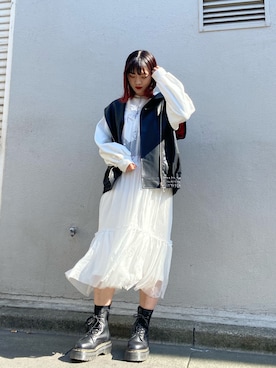 「jouetie（ジュエティ）のアイテム（ライダースジャケット）」を使った、jouetieさん（レディース・151cm）の冬コーディネート