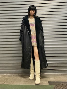 「jouetie（ジュエティ）のアイテム（ムートンコート）」を使った、jouetieさん（レディース・162cm）の秋コーディネート